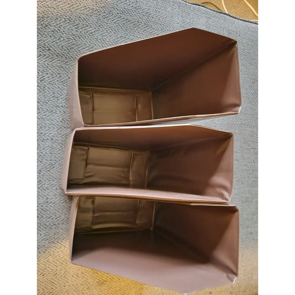 3 Vintage Brown Magazine Storage Case Slipcase Binder Holds About 12 Magazines